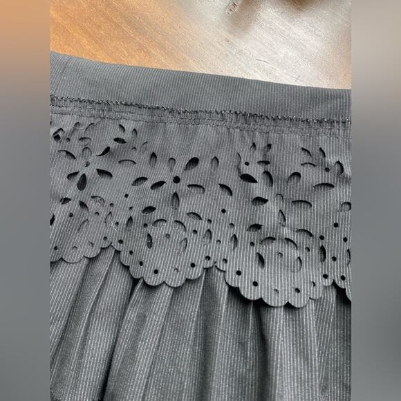 Cynthia Steffe Womens 10 Skirt Dark Eyelet Ruffle Pleated Preppy Acadamia Witchy - Picture 8 of 8